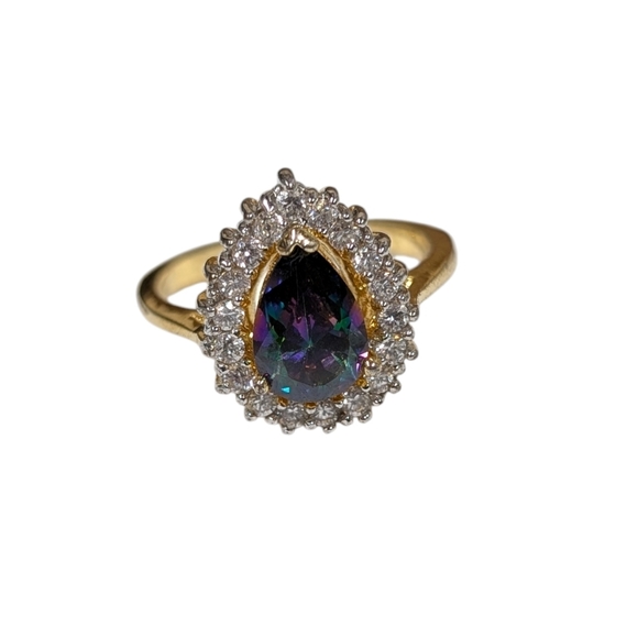 Sparkly pear shaped iridescent ring - costume jewelry NWT - Picture 2 of 5